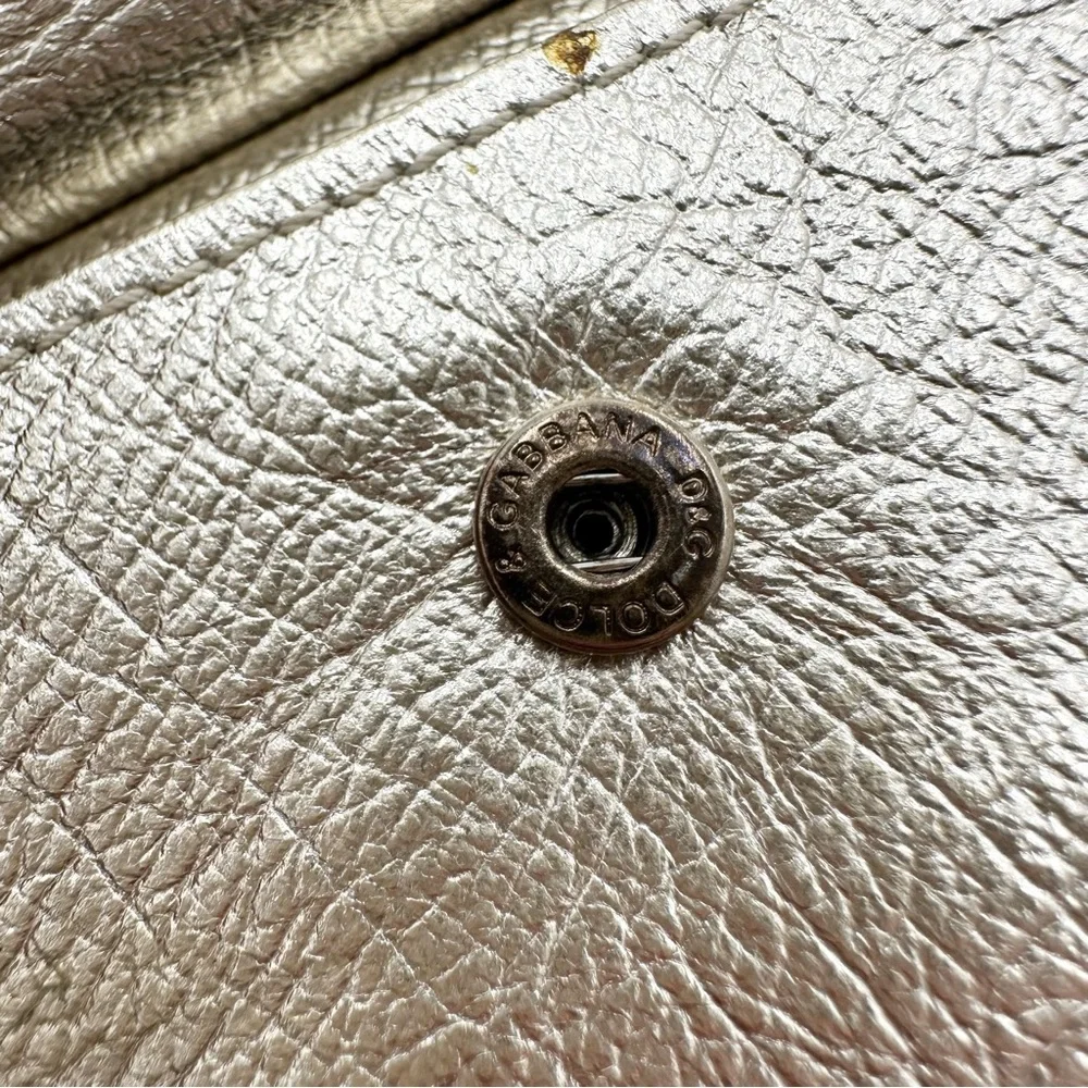 D&G Dolce Gabbana Metallic Gold Bifold Leather Wallet - Picture 14 of 16